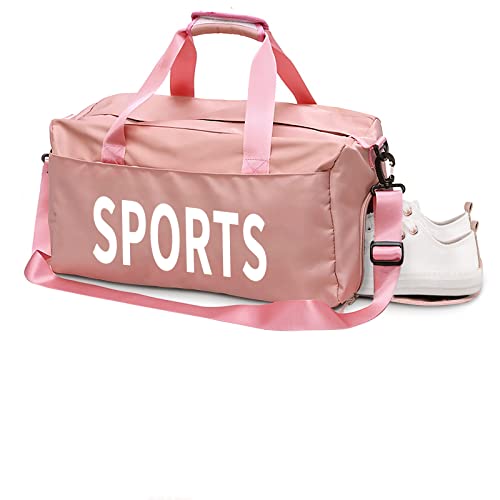 Gym Bag,Duffle 가방 Wet Pocket Shoes Compartment,3팩 Travel Duffel Bags,Foldable Weekend Bag,Lightweight 방수 스포츠 Bag,Gym Bag,Travel Men Women,Waterproof Pink