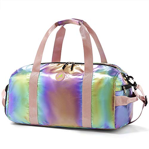 Spring Country 체육관 Duffel Bag&nbspWomen Overnight&nbspMedium 경량 접이식 Weekender Travel Luggage 스포츠 Athletic Water-proof Dry Wet Shoe Compartment&nbspfor 소녀 Kids