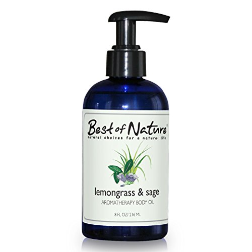 Lemongrass & Sage Aromatherapy Body Oil - 8 oz 100% Pure Natural
