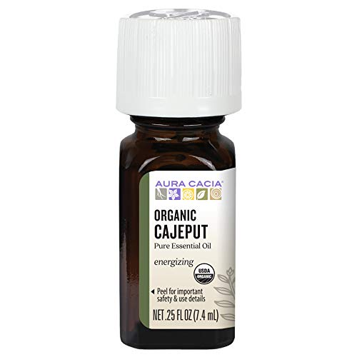 Aura Cacia Certified Organic Pure Cajeput Essential Oil, Purity Tested | 0.25 fl. oz. | Melaleuca cajuputi