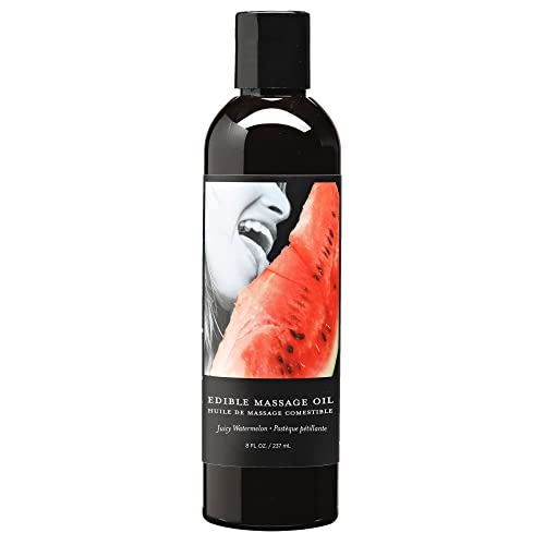 Earthly Body Edible Massage Oil, Watermelon - 8 fl. oz. - Hemp Seed, Almond, Grapeseed, Apricot & Vitamin E Oil - Vegan & Cruelty Free