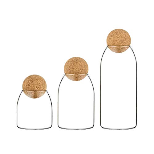 3 Pcs Set Glass Jar Coffee Canister with Airtight Seal Wood Lid Ball, Clear Candy Jar Mason Jars Food Storage Canister for Serving Coffee Tea Spice Sugar Salt