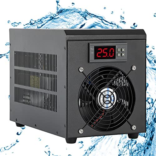 Poafamx 수조 쿨러 15-30℃조정 가능 60L 냉각 워터 수냉 설비 파이프 부착 펌프 소형 순환식 디지털 표시 항온 저 노이즈 성에너지 환경 보호 수경재배/가정용/수족관/생선가게/양어장/호텔 110V 품질 보증1년 일본어 취급 설명서 첨부 60L냉각만