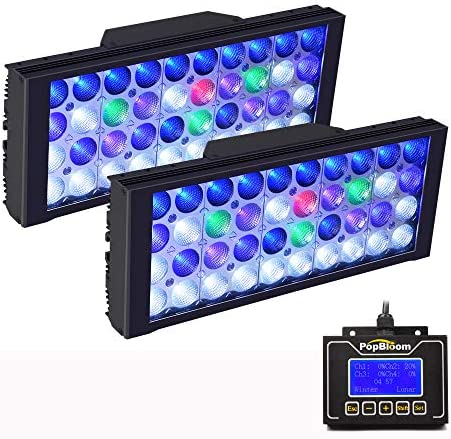 PopBloom T30 Reef 2 x Turing30 전등+1 제어장치 4채널조 광90-120cm해수 산호 수조용 조명 관상어 사육4 개의 조광기능 첨부 LED 채널 받침대,지주
