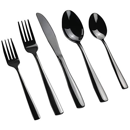 Teyyvn 40-Piece 스테인레스 스틸 Flatware Silverware Cutlery 세트 Black