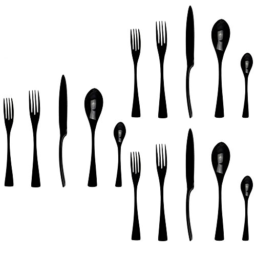 JANKNG 18/10 스테인레스 스틸 Flatware Set,Luxury 매트 Cutlery Silverware Dinner Service Dessert Fork Tea Spoon Knife,for Home Kitchen Restaurant Hotel Qty=15 Pcs