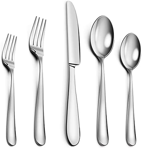 Silverware Set, Stainless Steel Flatware Sets Silverware 20-Piece, Cutlery Mirror Polished Utensil, Tableware Sets Include Knife Fork Spoon for Kitchen Service for 4 (Dishwasher safe)