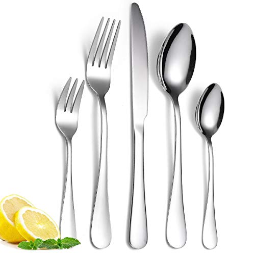 50-Piece Silverware Flatware Cutlery 세트 스테인레스 스틸 Utensils Service 10