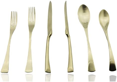 JASHII 20-Piece 304 스테인레스 스틸 Luxury 매트 Champagne 골드 Silverware Flatware Cutlery Set,Utensil Sets Service 4,Dinner Knife Fork Salad w/DINNER DESSERT Spoon