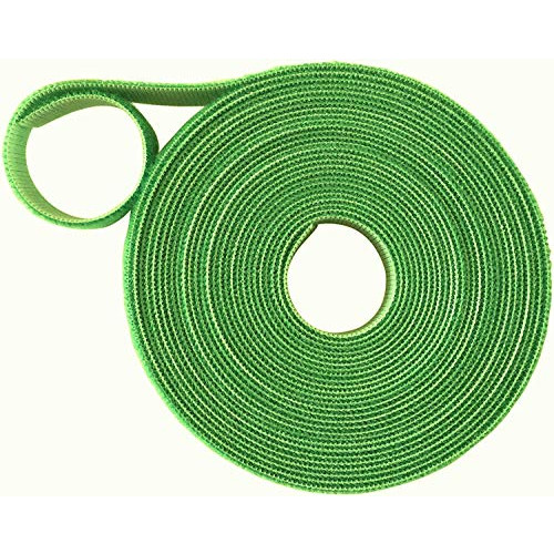 Multipurpose Reusable Plant Tie Self-Adhesive Hook Loop Wrap for Garden Support Cables Nylon and Polyester Organizer 10 Meters / 32 FEET ROLL Light Green