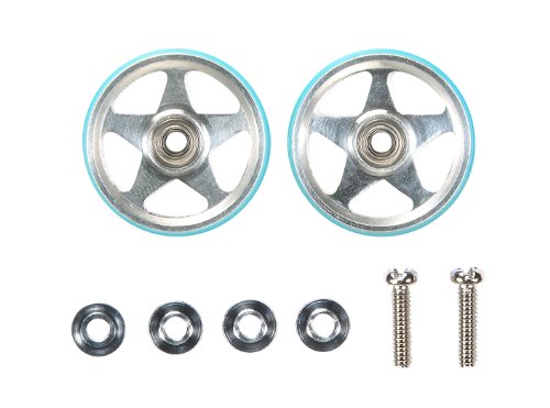 타미야 미니 사구 한정 시리즈 19mm 프라 링 부착 알루미늄 베어링 롤러 5개 스포크 라이트 블루 94996