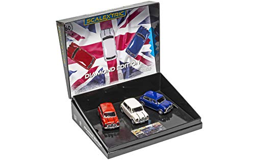 Scalextric Morris 미니 쿠우 Qoo 파 기념 다이아몬드 에디션 팩 1 32슬롯 레이스 카 C4030A 레드/화이트/블루