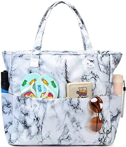 Women Ladies Large 체육관 Tote Carry On 가방 방수 Beach Pool Bags Wet Compartment Weekender Travel Leopard