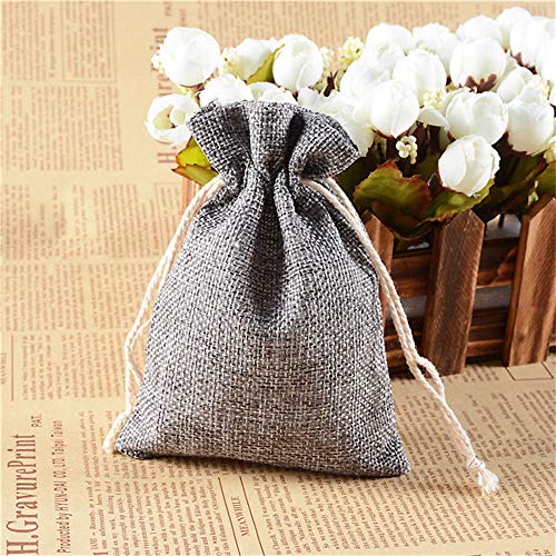 Axgo Linen Bags Natural Cotton Muslin Drawstring SmallBags Multipurpose 10 Count팩 Grey