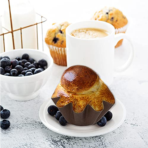 Brioche Floret Paper Baking Cups - Medium Size - Brown - 50 Pcs - 1 7/8 Base x 3 9/16 Top x 1 3/8 High