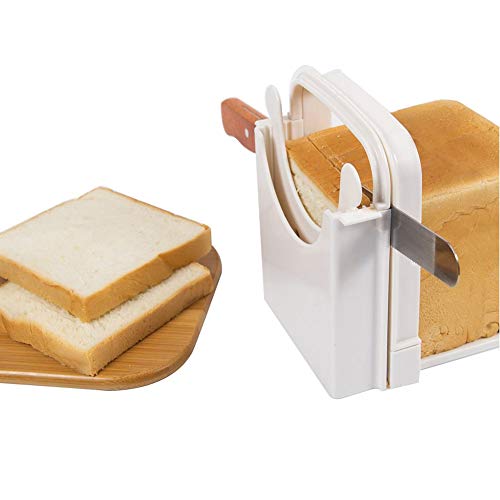 Beher Bread Slicer Guide Homemade 미니 Recipe E-Book Loaf Cutter Machine 접이식 조절되는 & Customizable 5 Thickness Bagel Sandwich Toast
