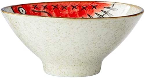 공기 밥그릇 일식 그릇 식기 세트 샐러드 볼 스프 볼의 시리얼 면 rice bowl 도기 가정용 지방 헤드어 패턴5인치 Ronglibai Color Red