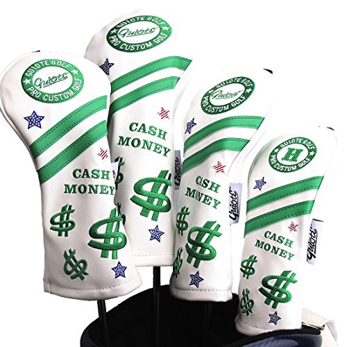 Guiote Cash Money 1 3 5 H 골프 헤드커버 White Vintage Retro 드라이버 페어웨이 우드 하이브리드 Cover