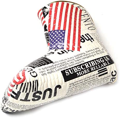 GOOACTION 골프 Blade/Half 말렛 퍼터 Head 커버 마그네틱 Closure 디자인 Newspaper Mixed USA Flag Creative Pattern 클럽 Cover