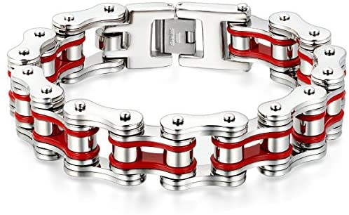 JewelryWe 남성 팔찌 스테인레스 중량형 연마 자전거 찌 오리지널 악세사리 1.6cm 금색 은색 블랙