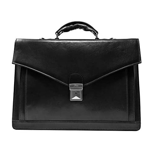 Floto Ponza Full Grain Leather Briefcase in Black
