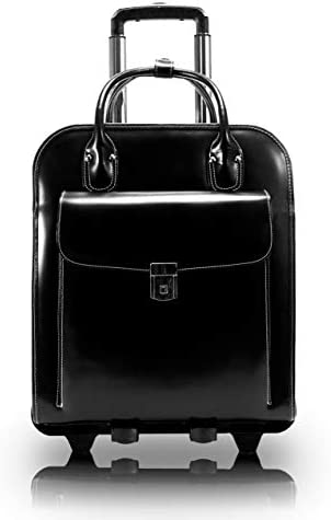 McKleinUSA W Series, LA Grange, Top Grain Cowhide Leather, 15 Leather Vertical Patented Detachable -Wheeled Ladies Laptop Briefcase, Black (96495), 7.5 x 18 x 15 inches