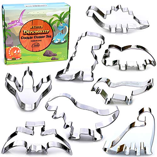 쿠키커터 Dinosaur Cookie Cutter Set, 8 Piece, Stainless Steel