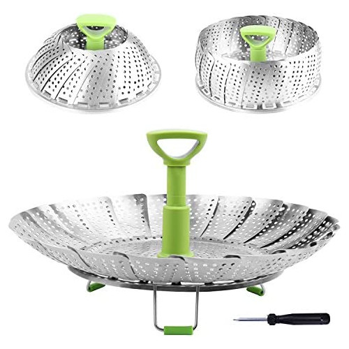 Steamer Basket 스테인레스 스틸 Vegetable 폴딩 Insert Veggie Fish Seafood Cooking Expandable Fit Various Size Pot 5.1 9