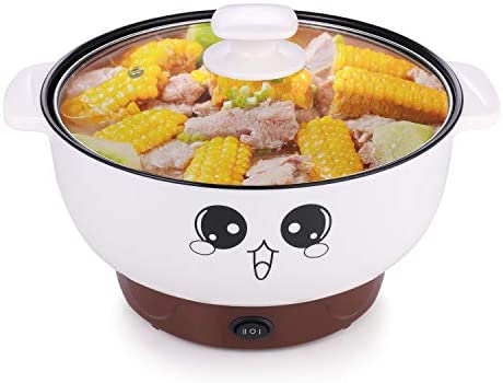 MINGPINHUIUS 4-in-1 다기능 Electric Cooker Skillet Wok Hot Pot Cook Rice Fried Noodles Stew Soup Steamed Fish Boiled Egg Small Non-stick Lid 2.8L Steamer