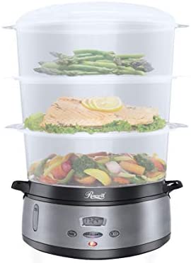 Rosewill BPA-free 9.5-Quart 9L 3-Tier Stackable Baskets Electric Steamer Timer Food 2.20&quotx9.25&quotx15.63"