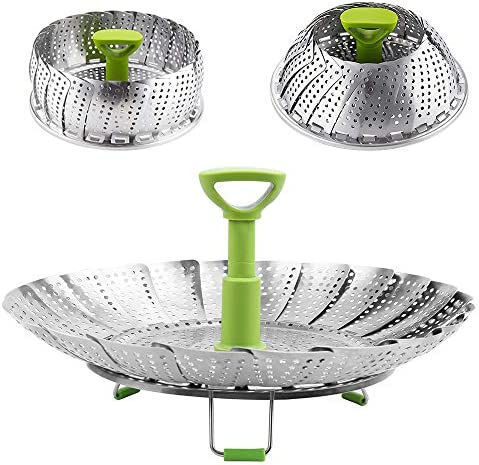 Vegetable Steamer Basket 스테인레스 스틸 폴딩 Extending Removable Center Handle Insert Veggie Seafood Cooking Fit Various Size Pot 6.4" 10"