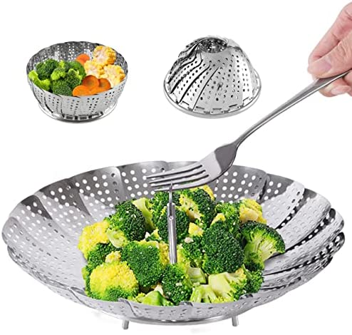 Steamer Basket 스테인레스 스틸 Instant Pot 악세사리 Food Vegetable Zocy Premium Expandable Steam Fit Various Size Pots Medium 6.1" 10.5"