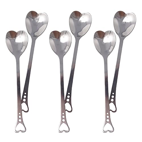 스테인레스 스틸 Coffee Spoon Heart Shaped Long Handle 세트 6 Heart-Shaped