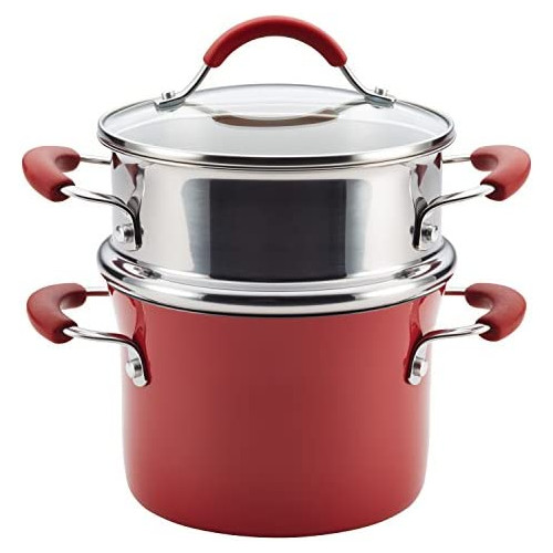 Rachael Ray Cucina Nonstick Sauce Pot/Saucepot Steamer Insert Lid 3 Quart Agave Blue