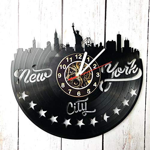 Vinyl 벽시계 호환가능 New York 시티 - Made Record Decor Handmade 아트 디자인 선물 idea 생일 Wedding Anniversary 여성 Men Friends Girlfriend Boyfriend Teens