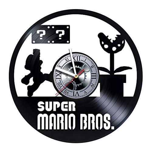 Vinyl 벽시계 호환가능 Super Mario Bros - Made Record Decor Handmade 아트 디자인 선물 idea 생일 Wedding Anniversary 여성 Men Friends Girlfriend Boyfriend Teens
