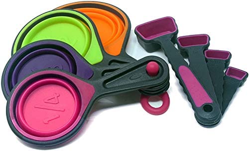 Collapsible Measuring Cups Spoons Portable Food Grade Silicone Measurement 컵 세트 리퀴드 & Dry Baking Cooking Kitchen Utensils Dog Camping 어린이 Cup