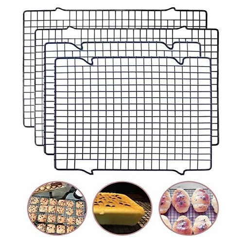Tebery 4팩 Cooling Racks 세트 Baking - 16" x 10" & 11" Black