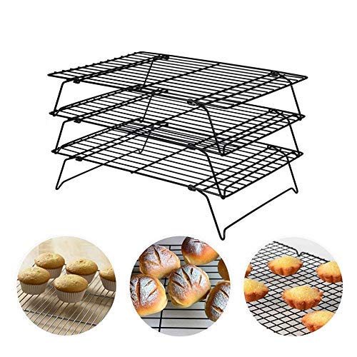 COLIBYOU 3-Tier Cooling Rack Stackable Non-Stick Cross Grid Cookie Baking Supplies Bread Cake Biscuits More