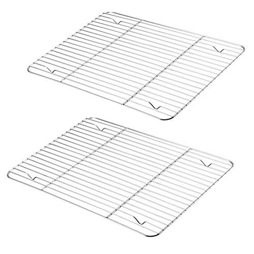 P&P CHEF Cooling Rack팩 2 스테인레스 스틸 Baking Racks Roasting Grilling Drying Rectangle 15.3x11.25x0.6 Oven & Dishwasher Safe