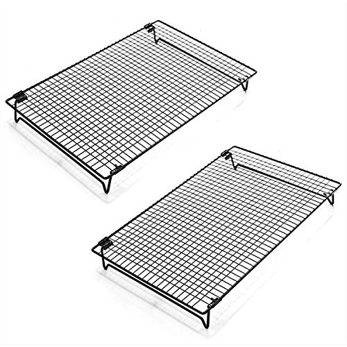Kingrol 2-Piece Cooling Rack Collapsible 폴딩 Legs - Cooking Roasting Drying Grilling Black