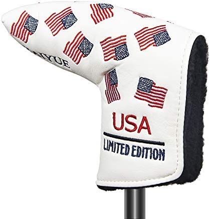 HAIYUE Golf Club Blade Putter Cover and Mallet Putter Head Covers Patriotic USA Flag Headcover Fit Most Brands Putter Stars and Strips PU Leather Embroidered Golf Gift Accessories for Men and Women