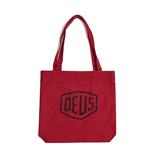 DEUS EX MACHINA Deus 엑스 마키나 코튼 캔버스 토트백 클래식 TOTE - RED DMP77431 SHIELD 정평 스테디셀러 로고