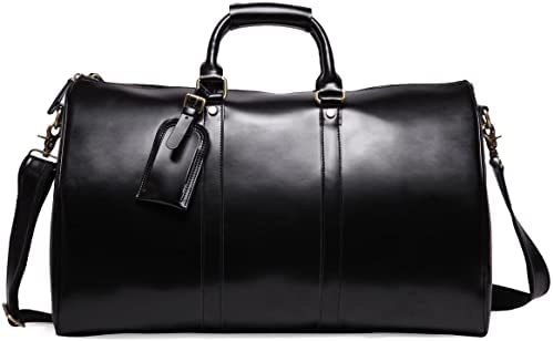 Leathario Travel Duffel 가방 Genuine 가죽 Overnight Weekender men Luggage Carryon Hand Bag