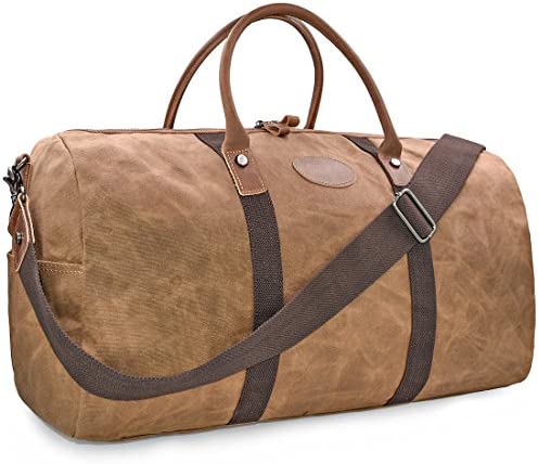 Travel Duffel 가방 방수 Canvas Overnight 가죽 Weekend Oversized Carryon Handbag Brown