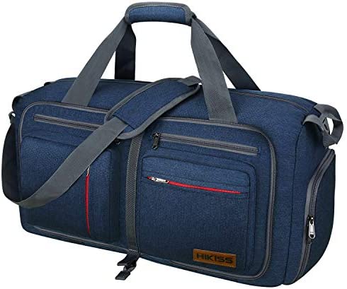 Travel Duffel 가방 55L 접이식 Duffle Shoes Compartment Packable Weekender Men 여성 Water-proof & Tear Resistant HIKISS-Orange