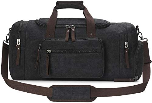 Toupons Travel Duffel 가방 Men Canvas Overnight Weekend Black