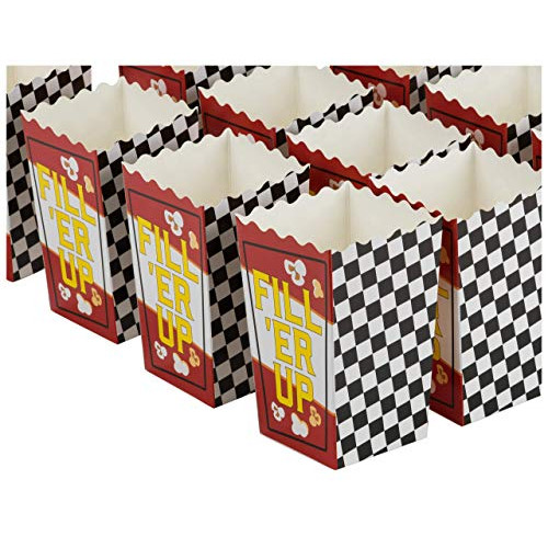 Blue Panda 50-Pack 5.5 Inch Tall Mini Racing Theme Paper Popcorn Party Boxes for Treats, Candy