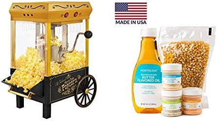Nostalgia Vintage 2.5oz Tabletop Kettle Popcorn Maker Makes 10 Cups Kernel & Oil Measuring Spoon Scoop Perfect 생일 Parties Movie Nights-Black 2.5 Oz