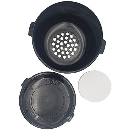 APSI Store Kernel Katcher Popcorn Bowl 세트 - Sifter Shaker Catcher Separator Large Reusable Lid Dishwasher Safe Recycled Plastic Handle Sparkle Black